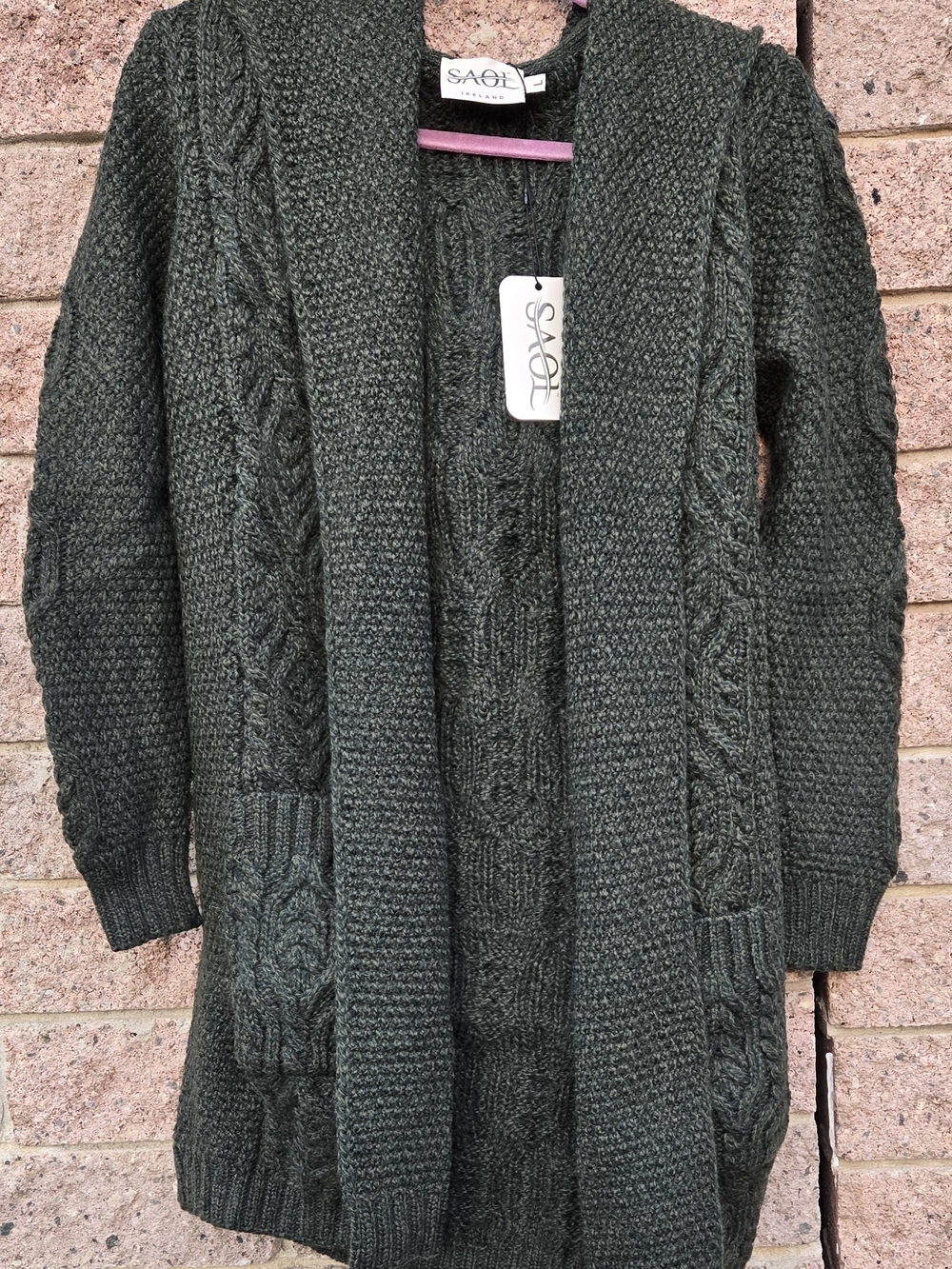 Saol Ladies Classic Fit Long Cardigan with Hood Merino Wool Hooded Cardigan